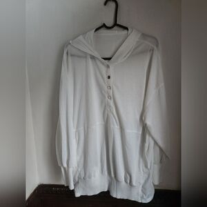 NWOT White Metal Snap Button  Hoodie with Pockets Sz 2x